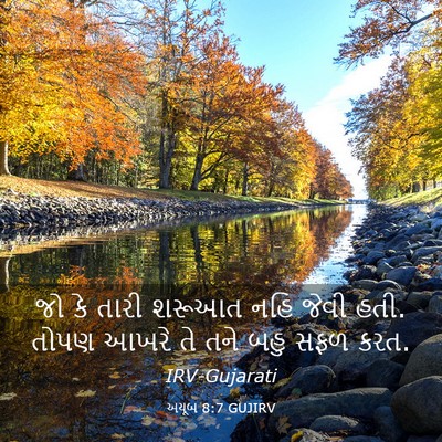Picture 03 - અયૂબ 8:7 GUJIRV - જો કે તારી શરૂઆત - Bible Verse Picture