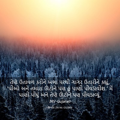 Picture 03 - ઉત્પત્તિ 24:46 GUJIRV - તેણે ઉતાવળ કરીને - Bible Verse Picture