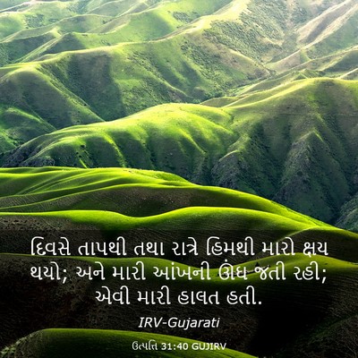 Picture 03 - ઉત્પત્તિ 31:40 GUJIRV - દિવસે તાપથી તથા - Bible Verse Picture