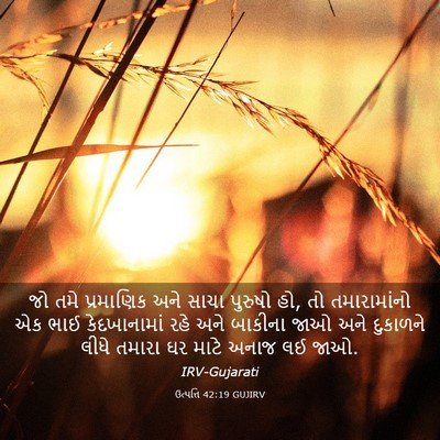 Picture 03 - ઉત્પત્તિ 42:19 GUJIRV - જો તમે પ્રમાણિક - Bible Verse Picture