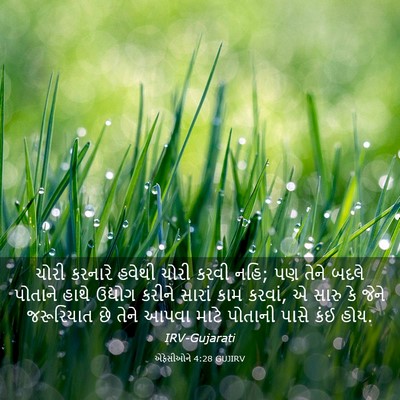 Picture 03 - એફેસીઓને 4:28 GUJIRV - ચોરી કરનારે હવેથી - Bible Verse Picture