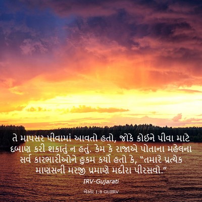 Picture 03 - એસ્તેર 1:8 GUJIRV - તે માપસર પીવામાં - Bible Verse Picture