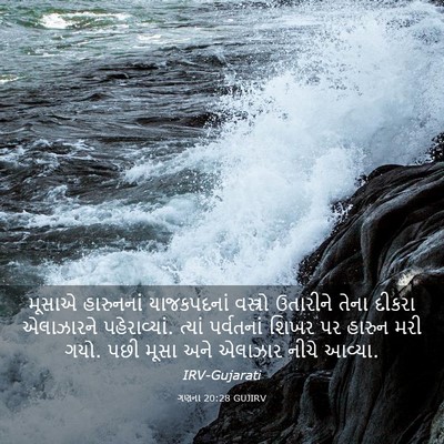 Picture 03 - ગણના 20:28 GUJIRV - મૂસાએ હારુનનાં - Bible Verse Picture