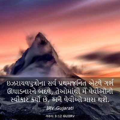 Picture 03 - ગણના 3:12 GUJIRV - ઇઝરાયલપુત્રોના - Bible Verse Picture