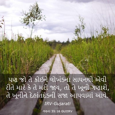 Picture 03 - ગણના 35:16 GUJIRV - પણ જો તે કોઈને - Bible Verse Picture