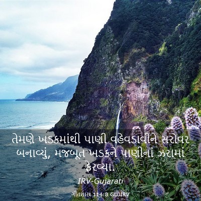 Picture 03 - ગીતશાસ્ત્ર 114:8 GUJIRV - તેમણે ખડકમાંથી - Bible Verse Picture