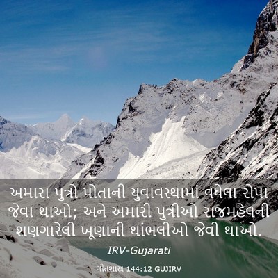 Picture 03 - ગીતશાસ્ત્ર 144:12 GUJIRV - અમારા પુત્રો - Bible Verse Picture