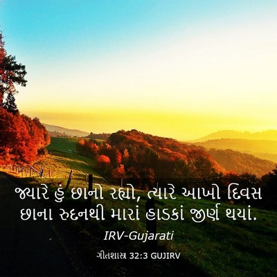 Picture 03 - ગીતશાસ્ત્ર 32:3 GUJIRV - જ્યારે હું છાનો - Bible Verse Picture