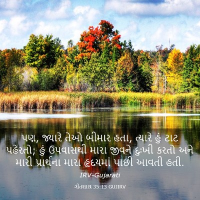 Picture 03 - ગીતશાસ્ત્ર 35:13 GUJIRV - પણ, જ્યારે તેઓ - Bible Verse Picture