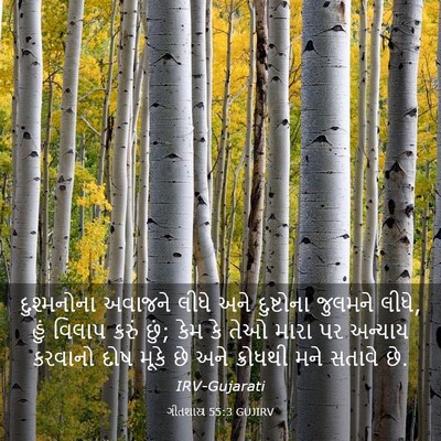 Picture 03 - ગીતશાસ્ત્ર 55:3 GUJIRV - દુશ્મનોના અવાજને - Bible Verse Picture