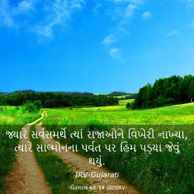 Picture 03 - ગીતશાસ્ત્ર 68:14 GUJIRV - જ્યારે સર્વસમર્થે - Bible Verse Picture