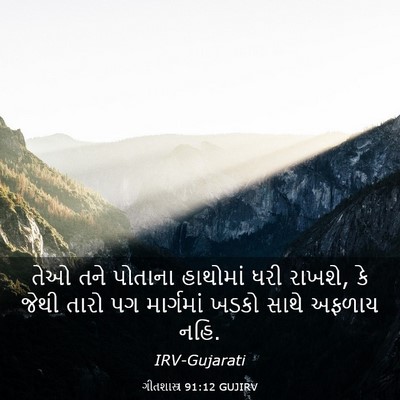 Picture 03 - ગીતશાસ્ત્ર 91:12 GUJIRV - તેઓ તને પોતાના - Bible Verse Picture