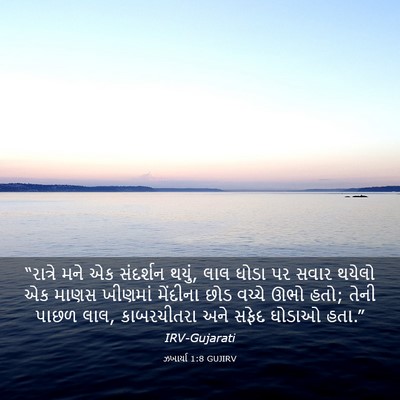 Picture 03 - ઝખાર્યા 1:8 GUJIRV - “રાત્રે મને એક - Bible Verse Picture