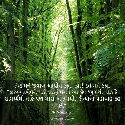 Picture 03 - ઝખાર્યા 4:6 GUJIRV - તેણે મને જવાબ - Bible Verse Picture