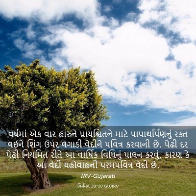 Picture 03 - નિર્ગમન 30:10 GUJIRV - વર્ષમાં એક વાર - Bible Verse Picture