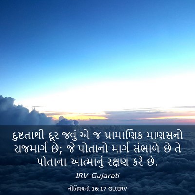 Picture 03 - નીતિવચનો 16:17 GUJIRV - દુષ્ટતાથી દૂર - Bible Verse Picture