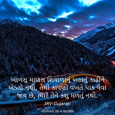 Picture 03 - નીતિવચનો 20:4 GUJIRV - આળસુ માણસ - Bible Verse Picture