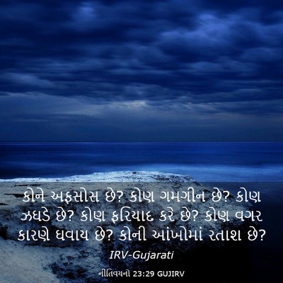 Picture 03 - નીતિવચનો 23:29 GUJIRV - કોને અફસોસ છે? કોણ - Bible Verse Picture