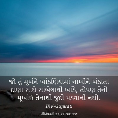 Picture 03 - નીતિવચનો 27:22 GUJIRV - જો તું મૂર્ખને - Bible Verse Picture