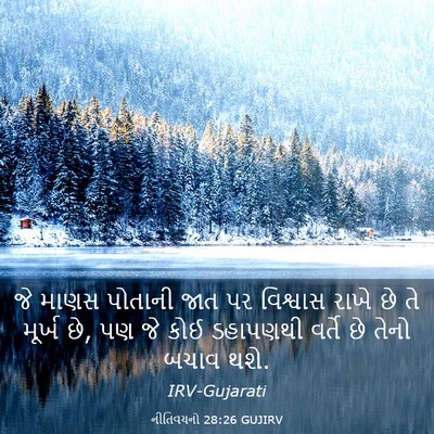Picture 03 - નીતિવચનો 28:26 GUJIRV - જે માણસ પોતાની જાત - Bible Verse Picture