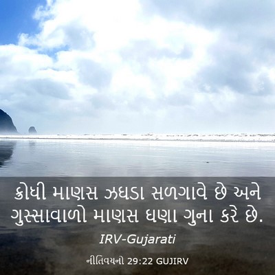 Picture 03 - નીતિવચનો 29:22 GUJIRV - ક્રોધી માણસ ઝઘડા - Bible Verse Picture