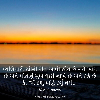 Picture 03 - નીતિવચનો 30:20 GUJIRV - વ્યભિચારી - Bible Verse Picture