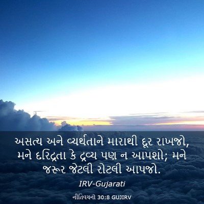 Picture 03 - નીતિવચનો 30:8 GUJIRV - અસત્ય અને - Bible Verse Picture