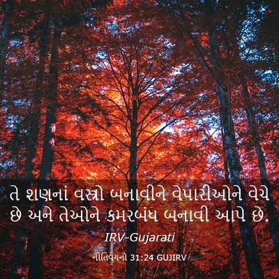 Picture 03 - નીતિવચનો 31:24 GUJIRV - તે શણનાં વસ્ત્રો - Bible Verse Picture
