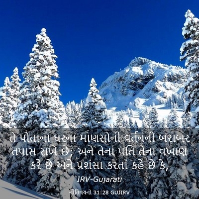Picture 03 - નીતિવચનો 31:28 GUJIRV - તે પોતાના ઘરના - Bible Verse Picture