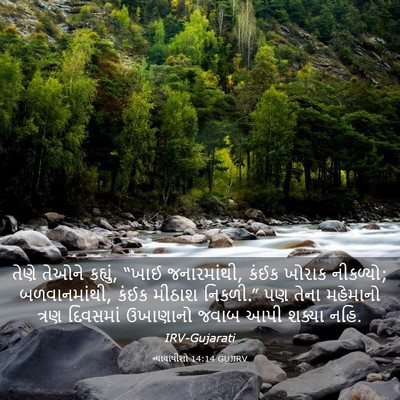 Picture 03 - ન્યાયાધીશો 14:14 GUJIRV - તેણે તેઓને કહ્યું, - Bible Verse Picture