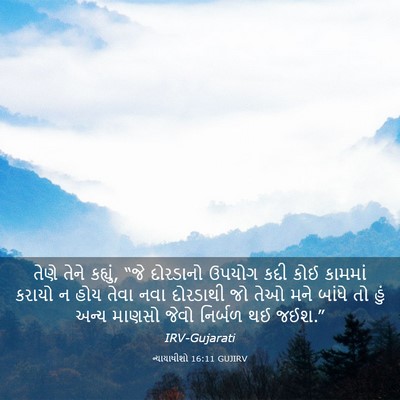 Picture 03 - ન્યાયાધીશો 16:11 GUJIRV - તેણે તેને કહ્યું, - Bible Verse Picture