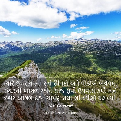 Picture 03 - ન્યાયાધીશો 20:26 GUJIRV - ત્યારે ઇઝરાયલના - Bible Verse Picture