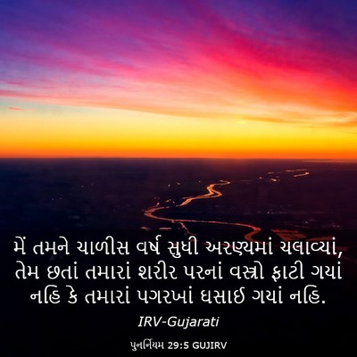 Picture 03 - પુનર્નિયમ 29:5 GUJIRV - મેં તમને ચાળીસ - Bible Verse Picture