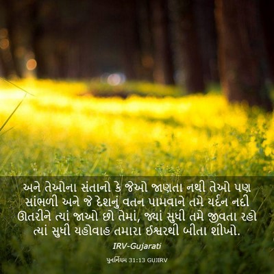 Picture 03 - પુનર્નિયમ 31:13 GUJIRV - અને તેઓના સંતાનો - Bible Verse Picture
