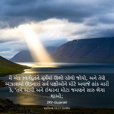 Picture 03 - પ્રકટીકરણ 19:17 GUJIRV - મેં એક - Bible Verse Picture