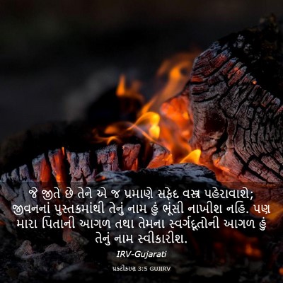 Picture 03 - પ્રકટીકરણ 3:5 GUJIRV - જે જીતે છે તેને એ જ - Bible Verse Picture