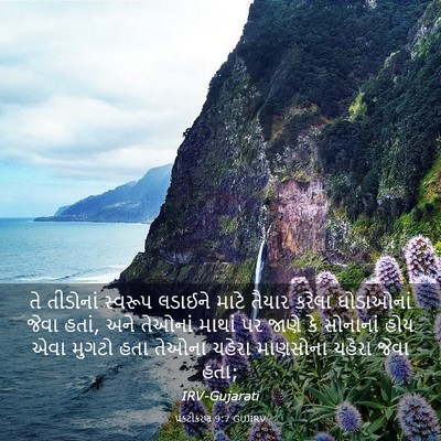 Picture 03 - પ્રકટીકરણ 9:7 GUJIRV - તે તીડોનાં સ્વરૂપ - Bible Verse Picture