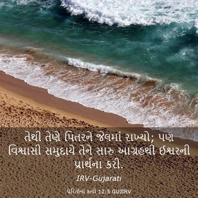 Picture 03 - પ્રેરિતોનાં ક્રત્યો 12:5 GUJIRV - તેથી તેણે પિતરને - Bible Verse Picture