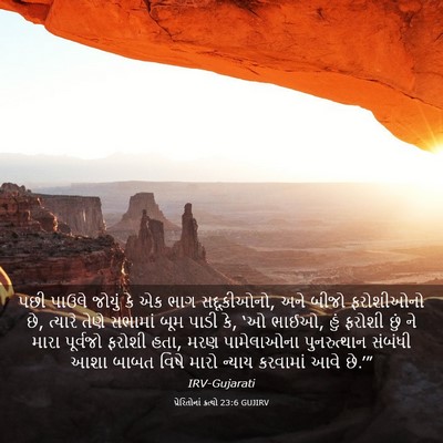 Picture 03 - પ્રેરિતોનાં ક્રત્યો 23:6 GUJIRV - પછી પાઉલે જોયું કે - Bible Verse Picture