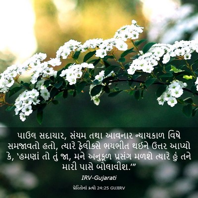 Picture 03 - પ્રેરિતોનાં ક્રત્યો 24:25 GUJIRV - પાઉલ સદાચાર, સંયમ - Bible Verse Picture