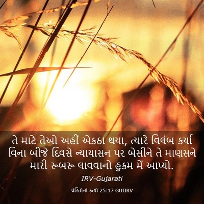 Picture 03 - પ્રેરિતોનાં ક્રત્યો 25:17 GUJIRV - તે માટે તેઓ અહીં - Bible Verse Picture