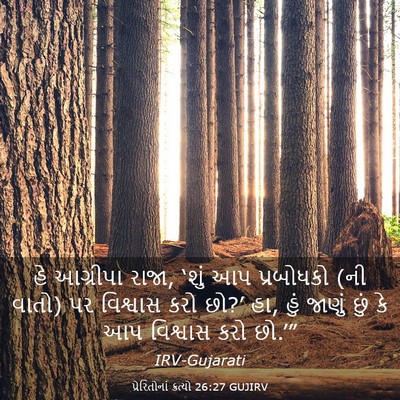 Picture 03 - પ્રેરિતોનાં ક્રત્યો 26:27 GUJIRV - હે આગ્રીપા રાજા, - Bible Verse Picture