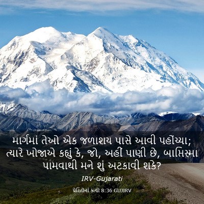 Picture 03 - પ્રેરિતોનાં ક્રત્યો 8:36 GUJIRV - માર્ગમાં તેઓ એક - Bible Verse Picture