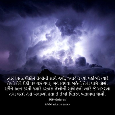 Picture 03 - પ્રેરિતોનાં ક્રત્યો 9:39 GUJIRV - ત્યારે પિતર ઊઠીને - Bible Verse Picture