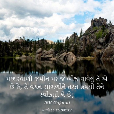 Picture 03 - માથ્થી 13:20 GUJIRV - પથ્થરવાળી જમીન પર - Bible Verse Picture