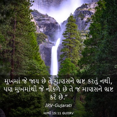 Picture 03 - માથ્થી 15:11 GUJIRV - મુખમાં જે જાય છે તે - Bible Verse Picture