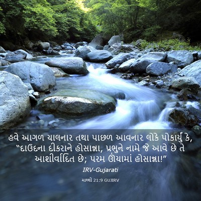 Picture 03 - માથ્થી 21:9 GUJIRV - હવે આગળ ચાલનાર તથા - Bible Verse Picture