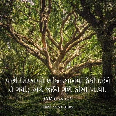 Picture 03 - માથ્થી 27:5 GUJIRV - પછી સિક્કાઓ - Bible Verse Picture