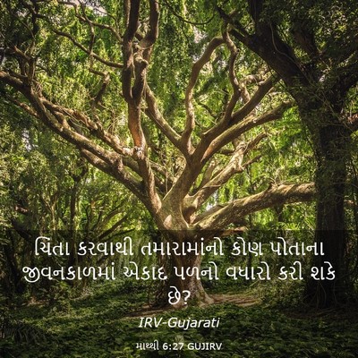 Picture 03 - માથ્થી 6:27 GUJIRV - ચિંતા કરવાથી - Bible Verse Picture