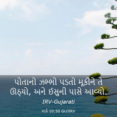 Picture 03 - માર્ક 10:50 GUJIRV - પોતાનો ઝભ્ભો પડતો - Bible Verse Picture